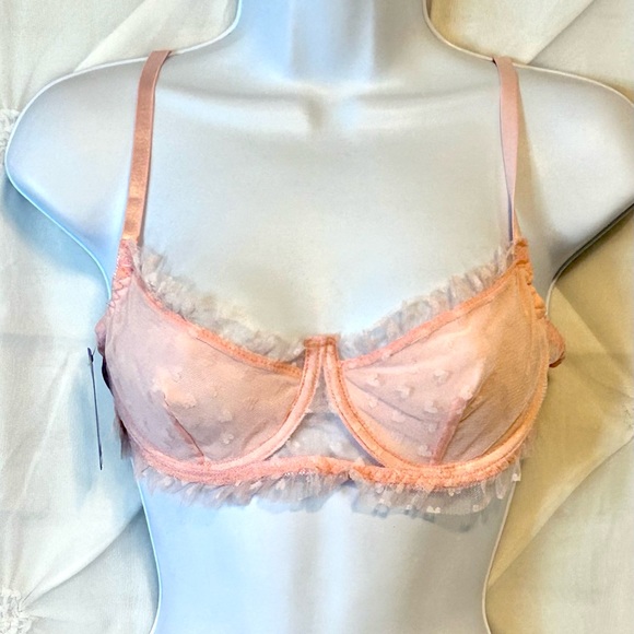 NWT Pink Lace Matching Bra and Panties Set- small - Picture 2 of 8